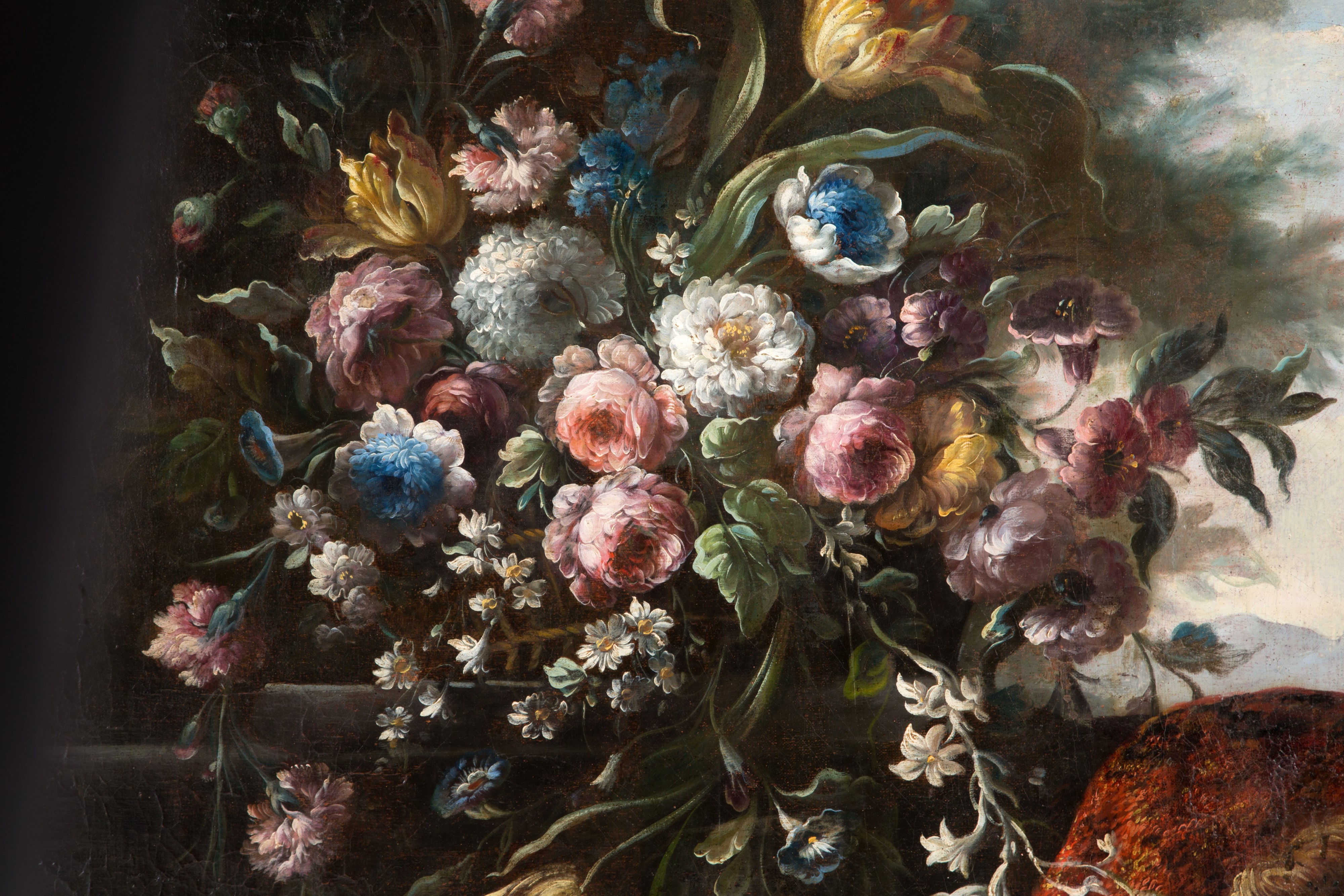 Dipinto, Natura morta e vaso di fiori, olio su tela (XIX secolo)