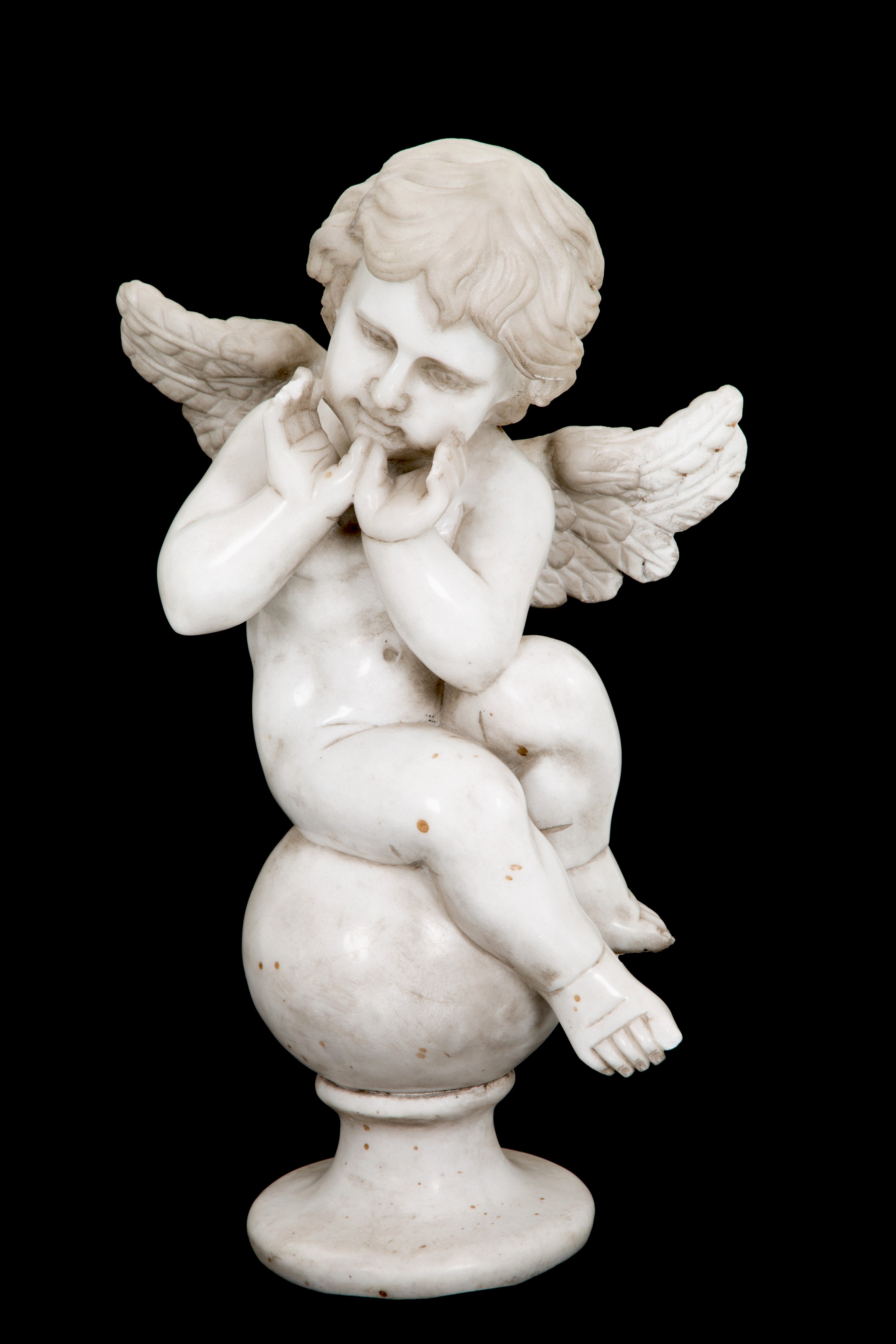 Due Sculture "angeli Seduti su Sfere"