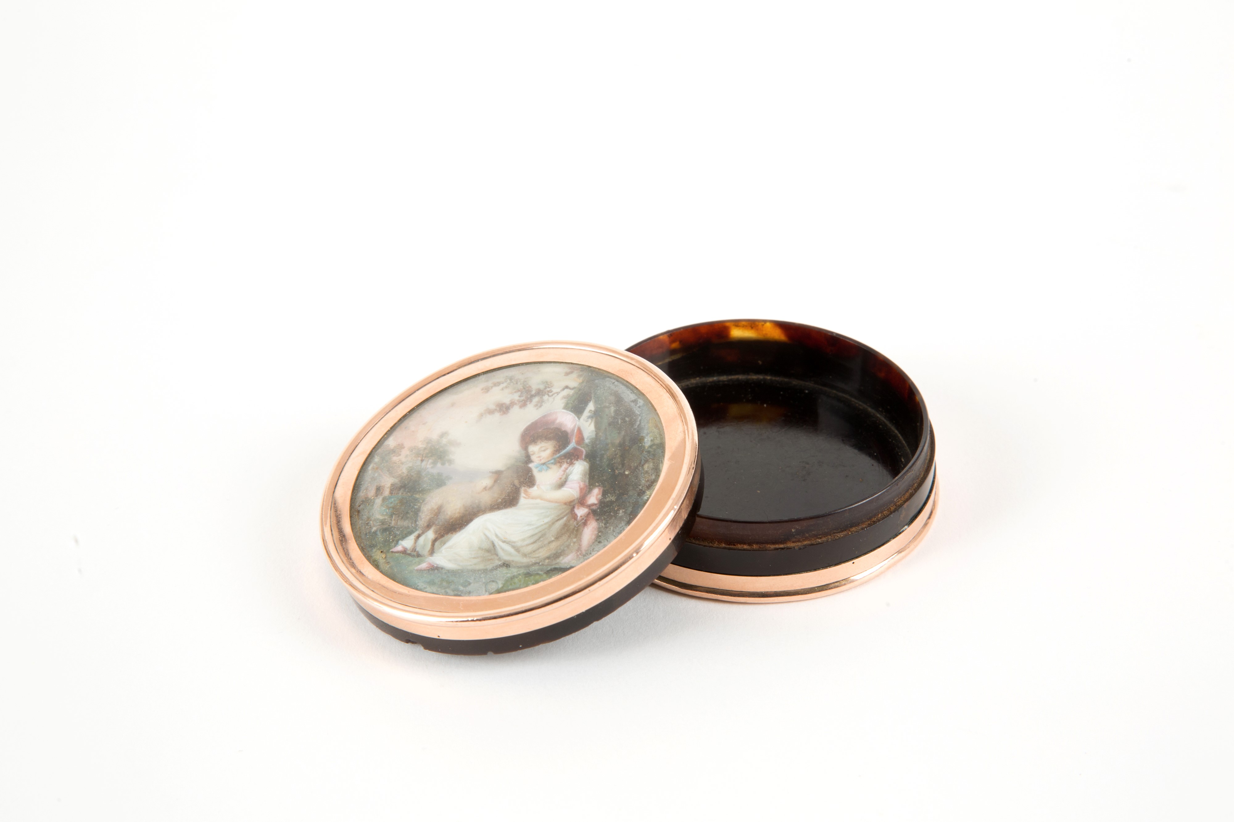 Scatoletta in oro rosa con miniatura