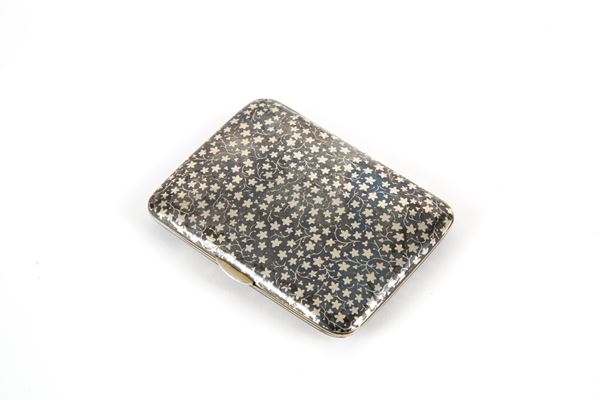 Silver and niello metal card holder