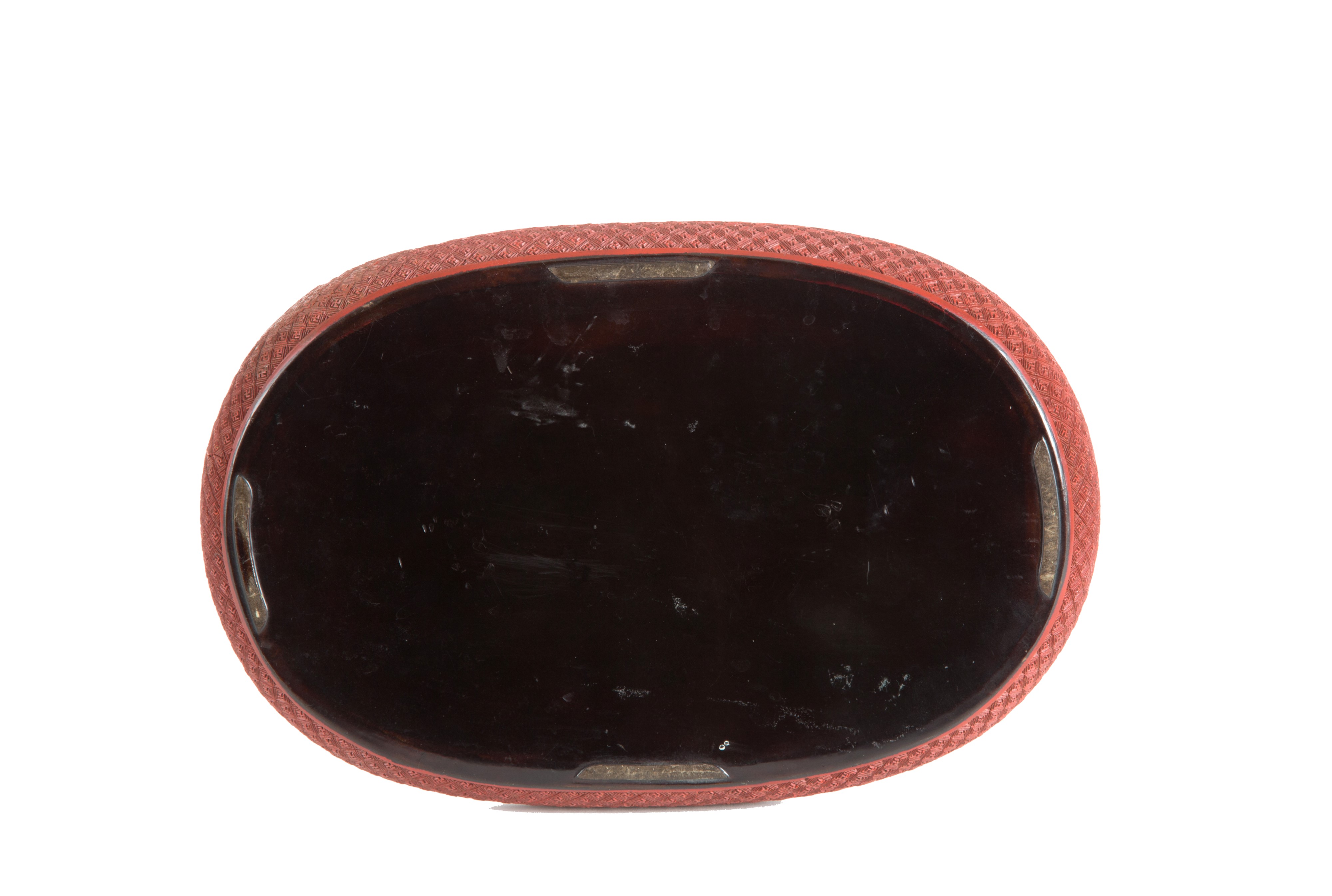 Piccolo vassoio in legno e lacca rossa