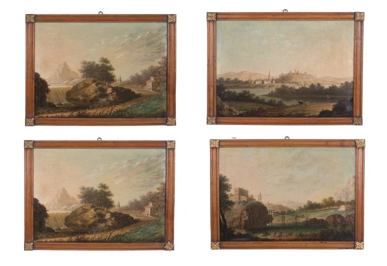 Quattro Dipinti "paesaggi con Figure"