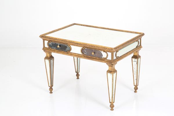 Small wooden table with mirrors