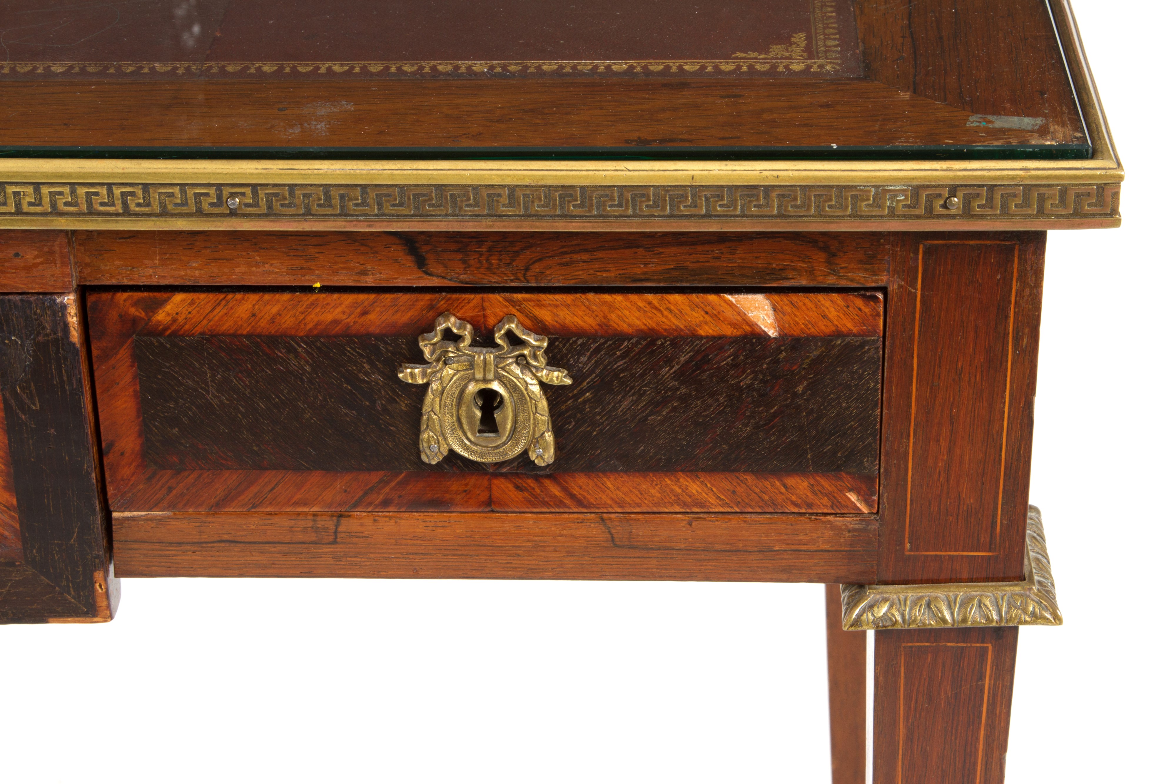 Scrivania in Legno con Piano in Pelle