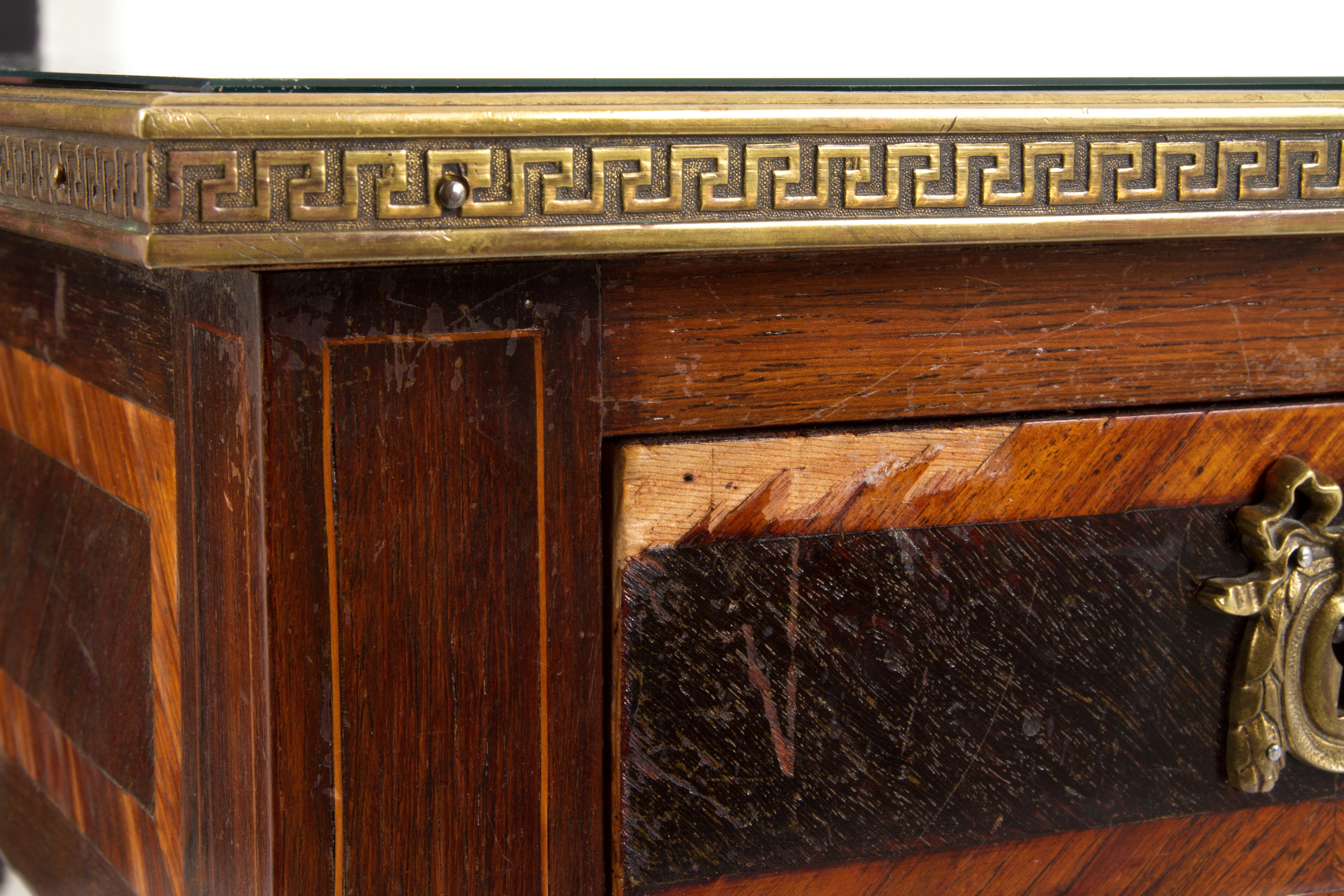 Scrivania in Legno con Piano in Pelle