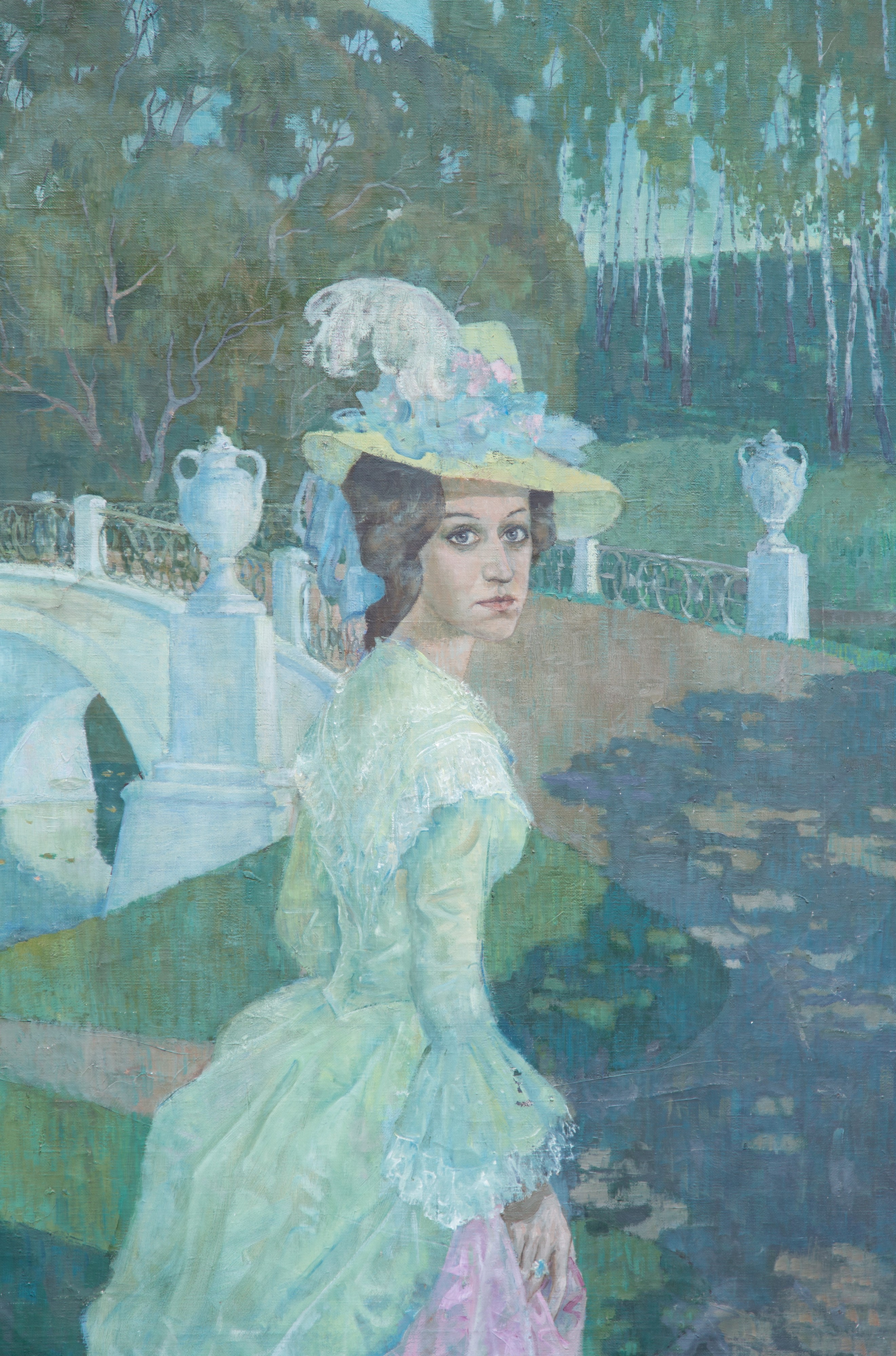 Grande Dipinto "personaggi in Giardino"