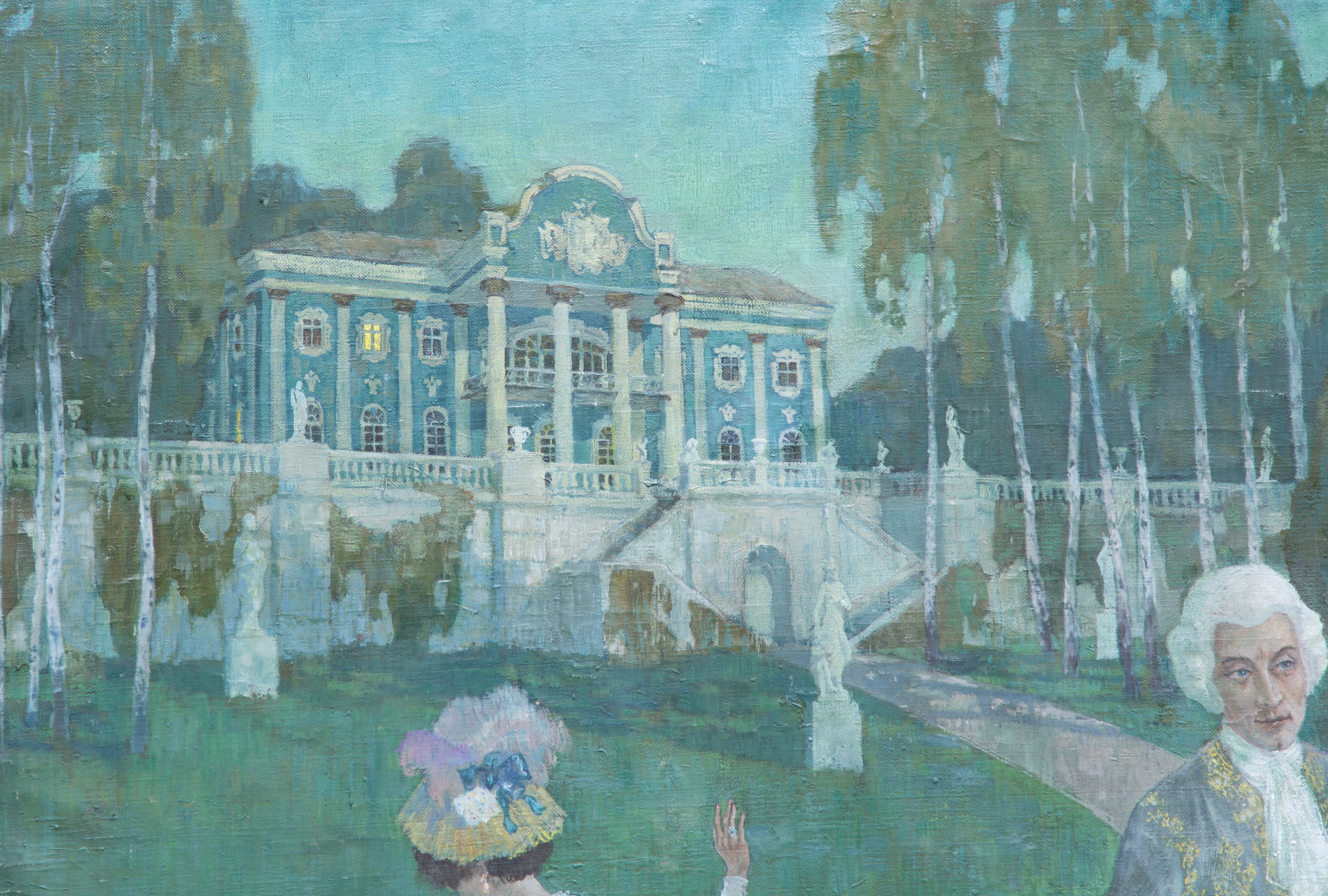 Grande Dipinto "personaggi in Giardino"