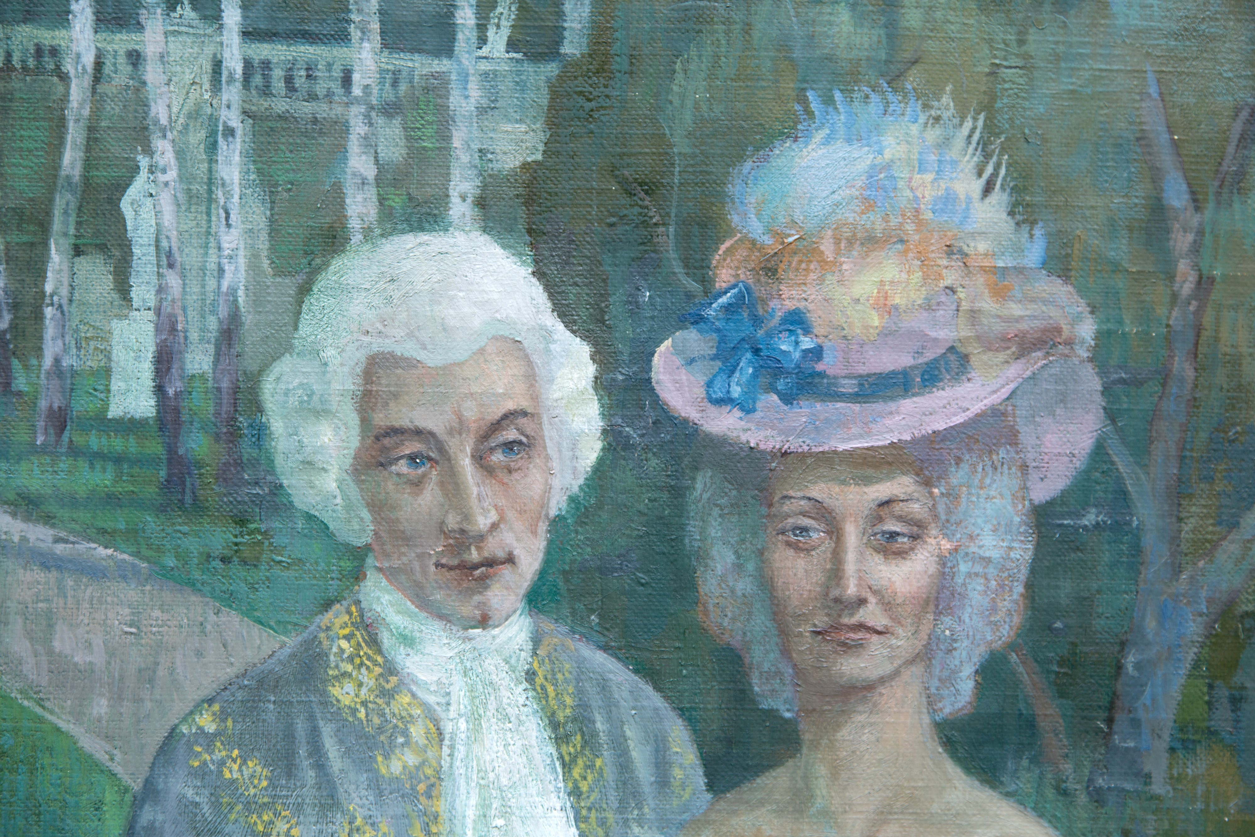 Grande Dipinto "personaggi in Giardino"