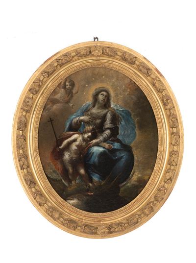 Dipinto Ovale "madonna con Bambino"