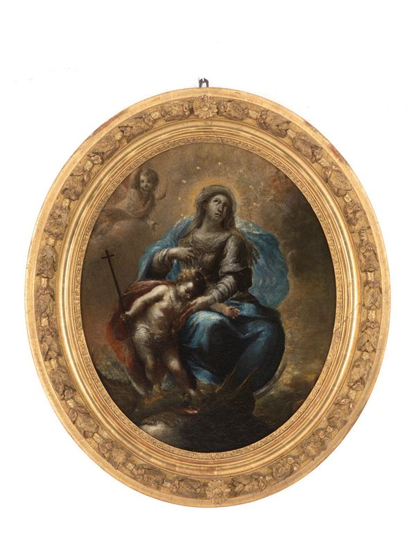 Oval painting &quot;MADONNA WITH CHILD&quot;