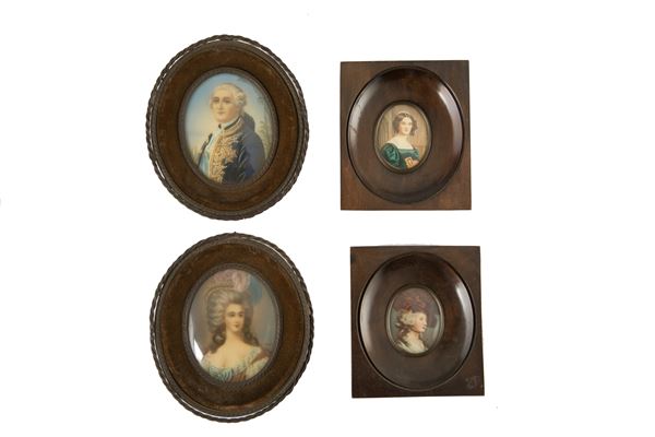 Four miniatures "PORTRAITS OF GENTLEMEN AND GENTLEWOMEN"