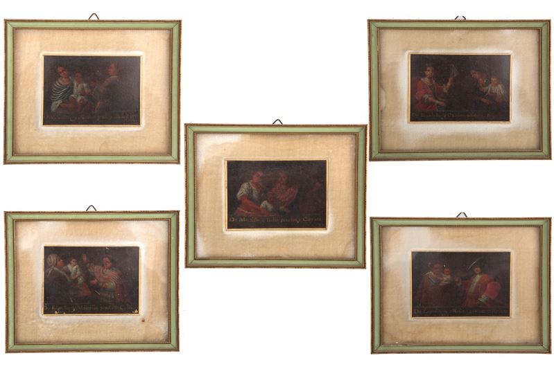 Cinque dipinti "SCENE DI VITA"