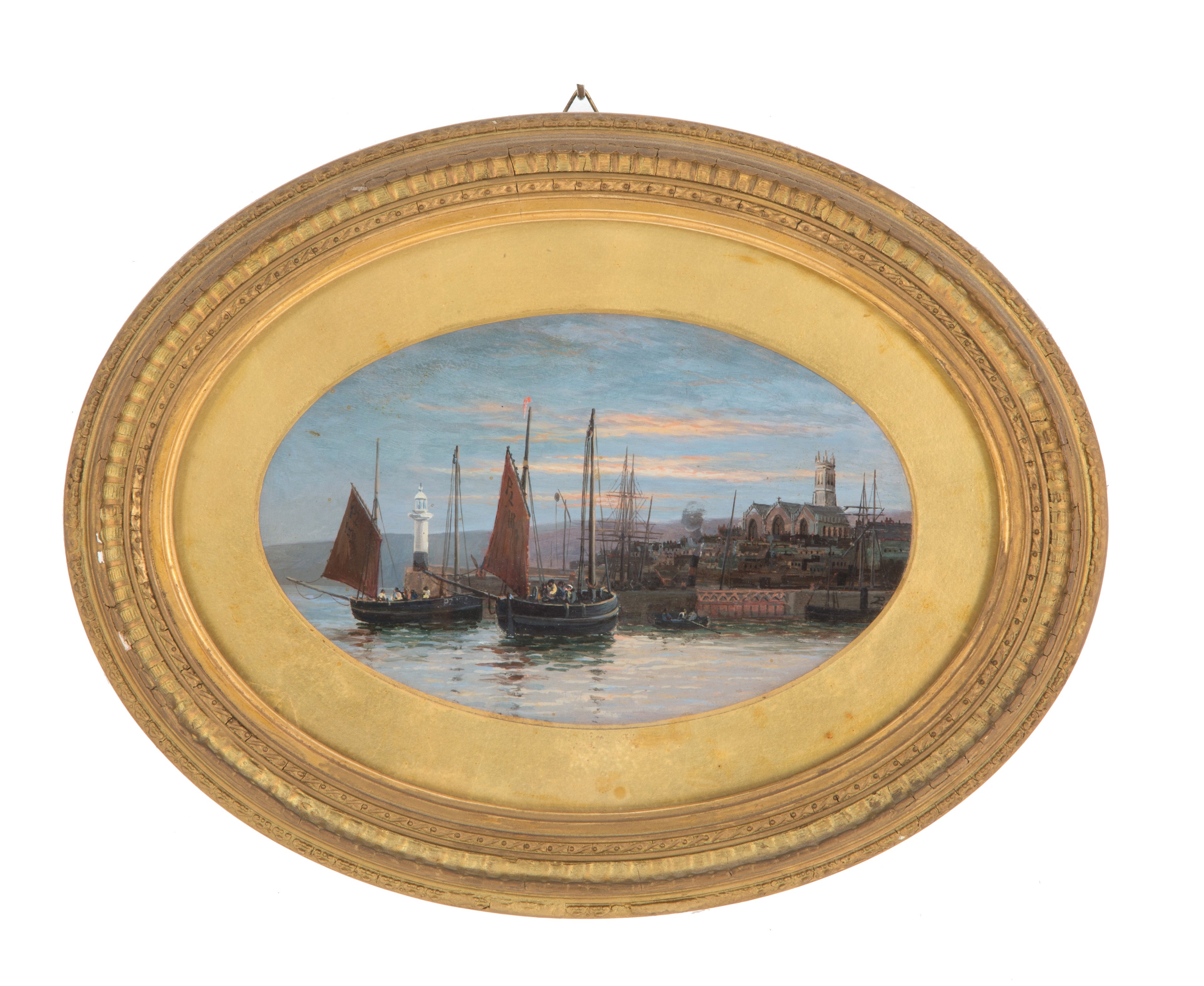 Due dipinti ovali "BARCHE A VELA"