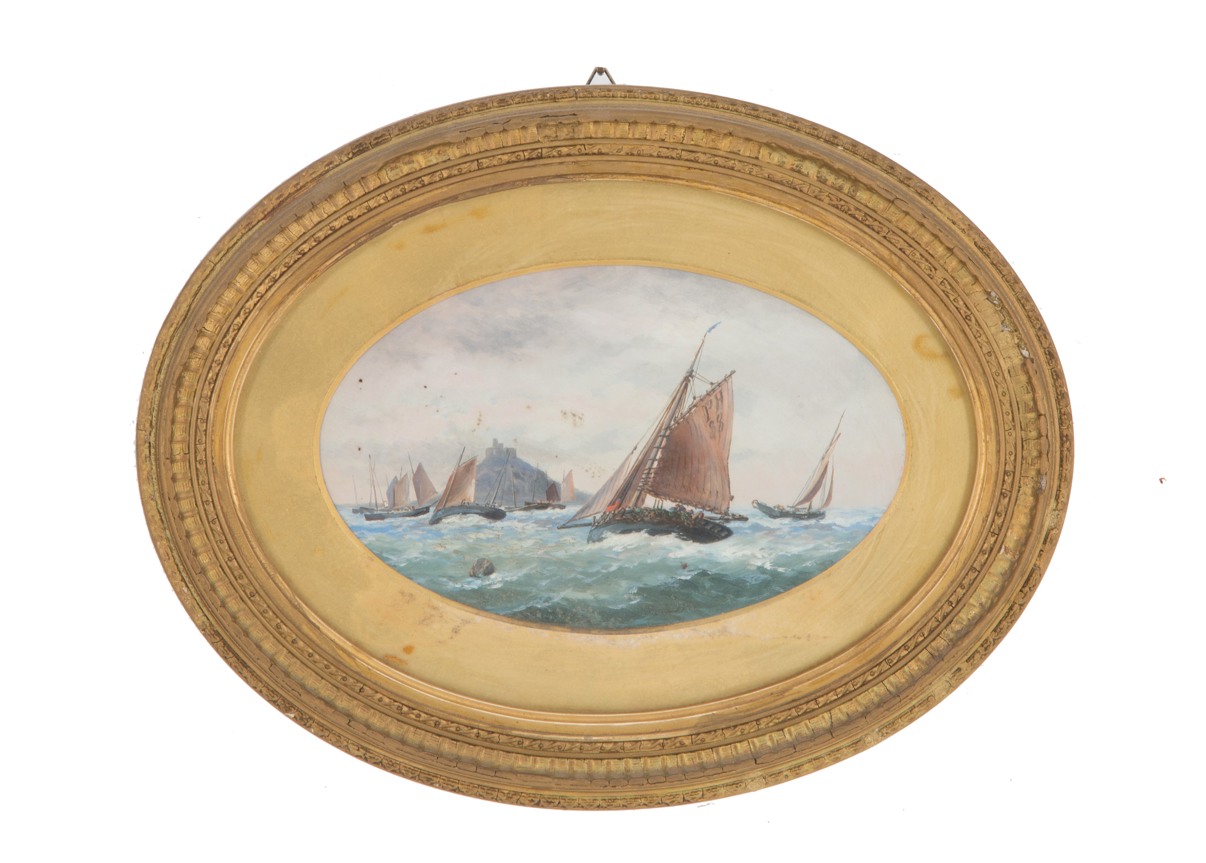 Due dipinti ovali "BARCHE A VELA"