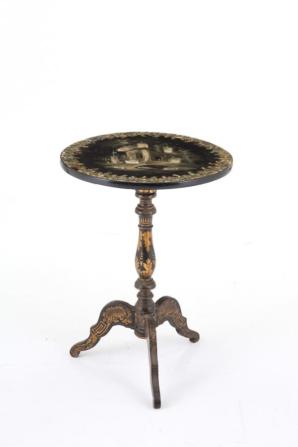 Sail small table with mother-of-pearl inlays