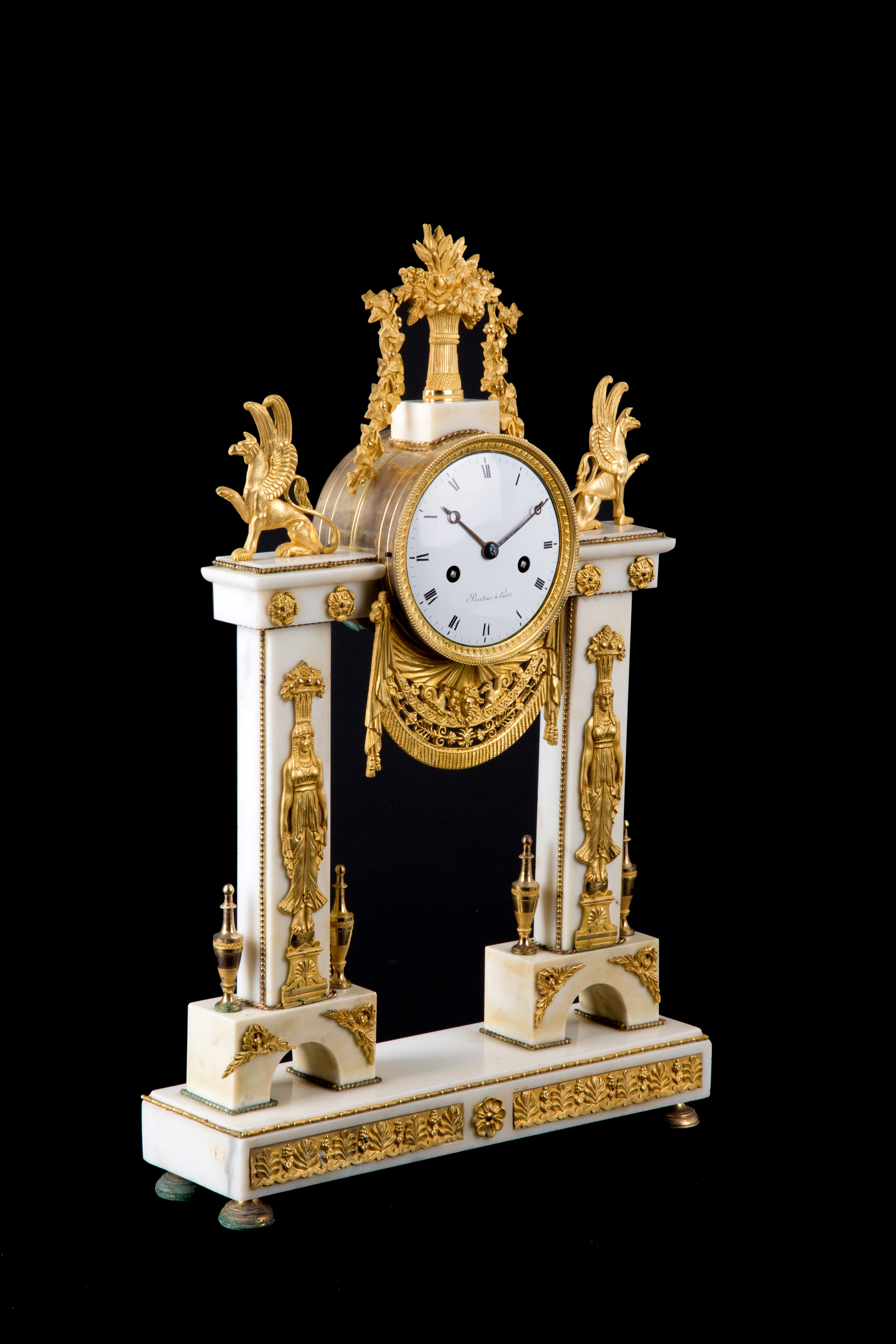 Orologio da tavolo in marmo e bronzo