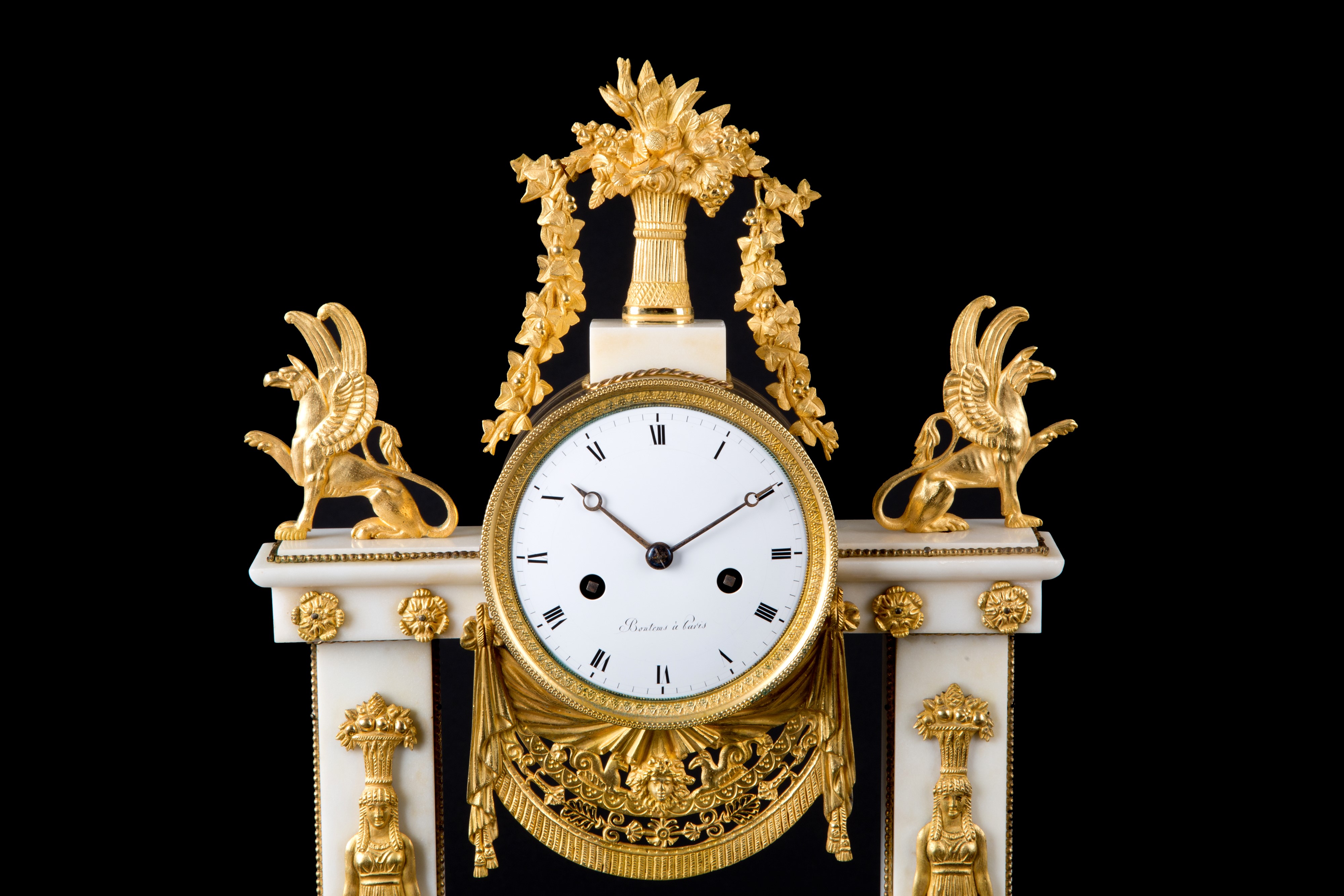 Orologio da tavolo in marmo e bronzo