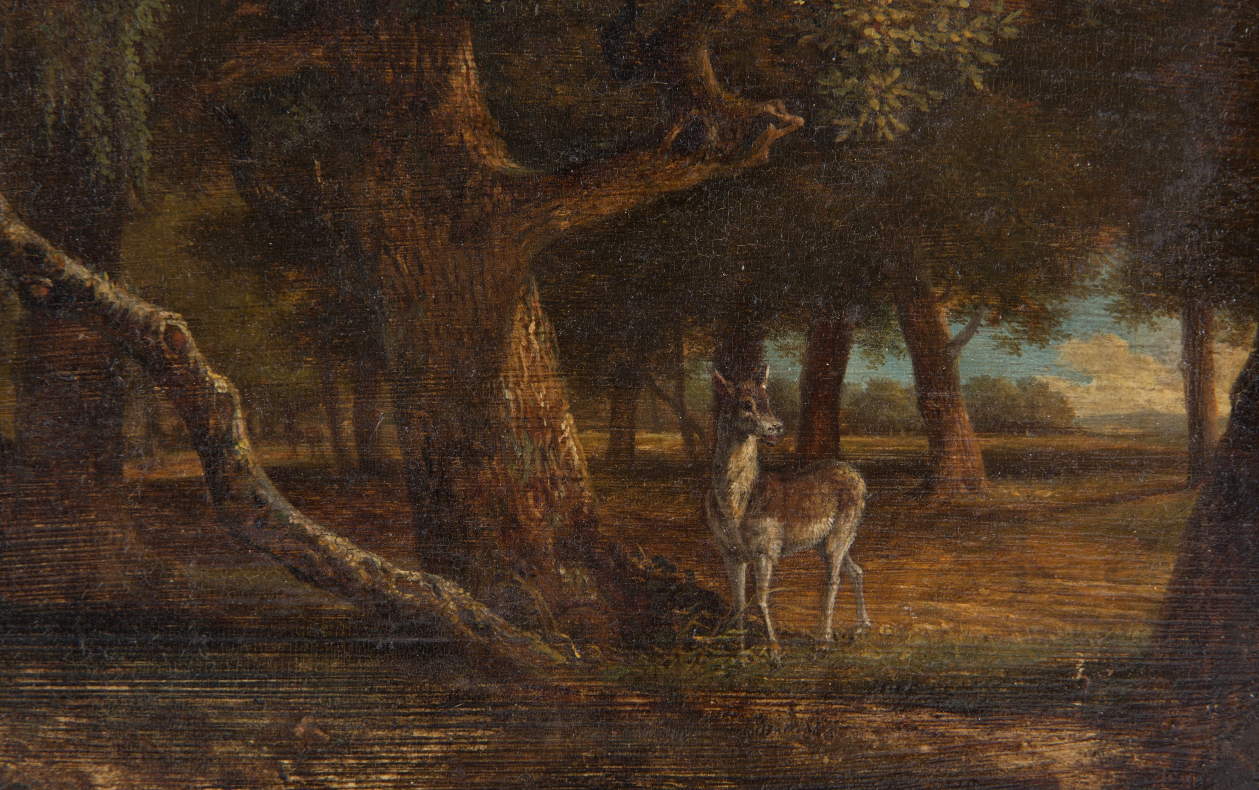 Dipinto "paesaggio Boschivo con Cerbiatto"