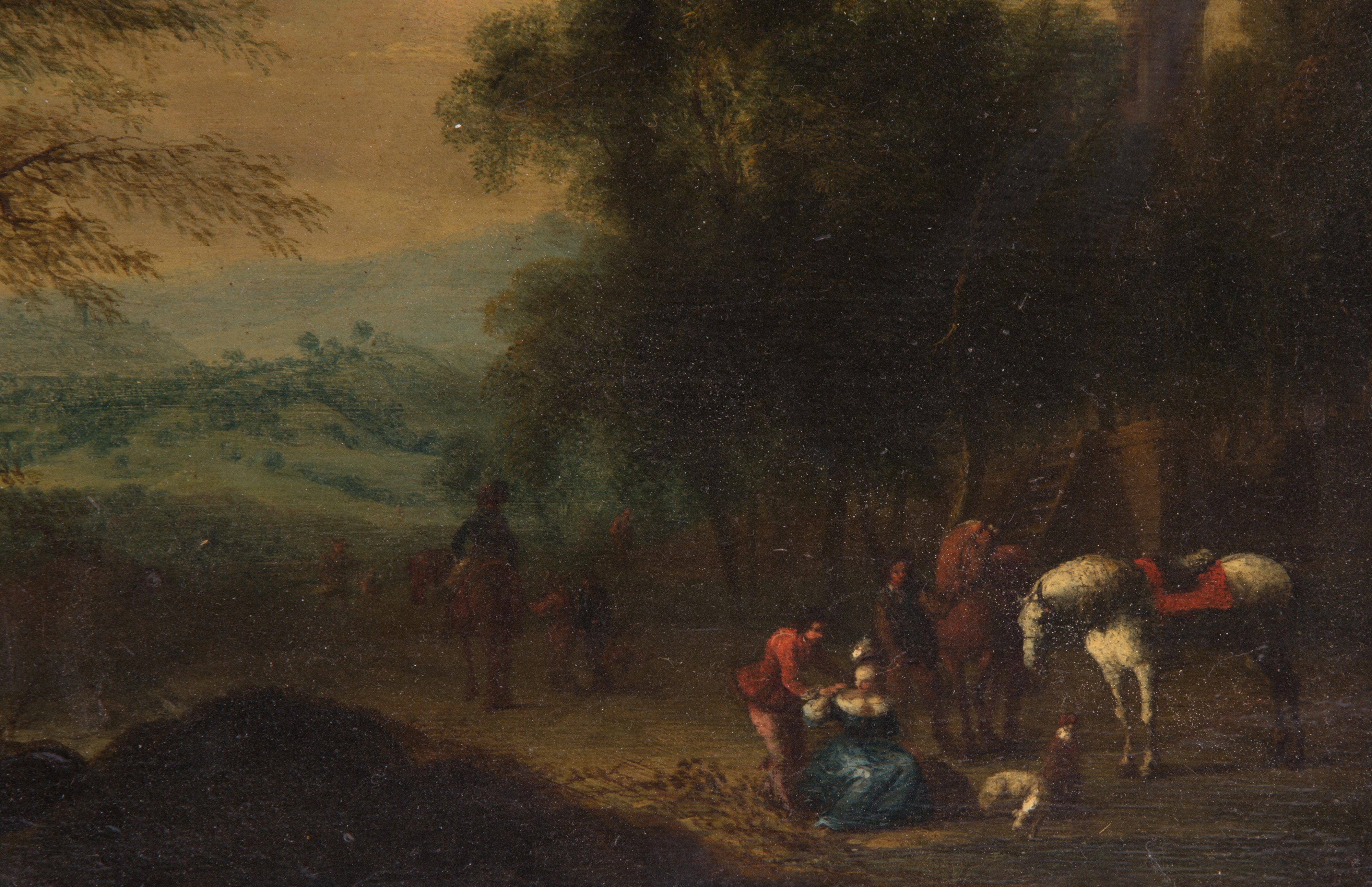 Dipinto "PAESAGGIO CON FIGURE E ANIMALI"