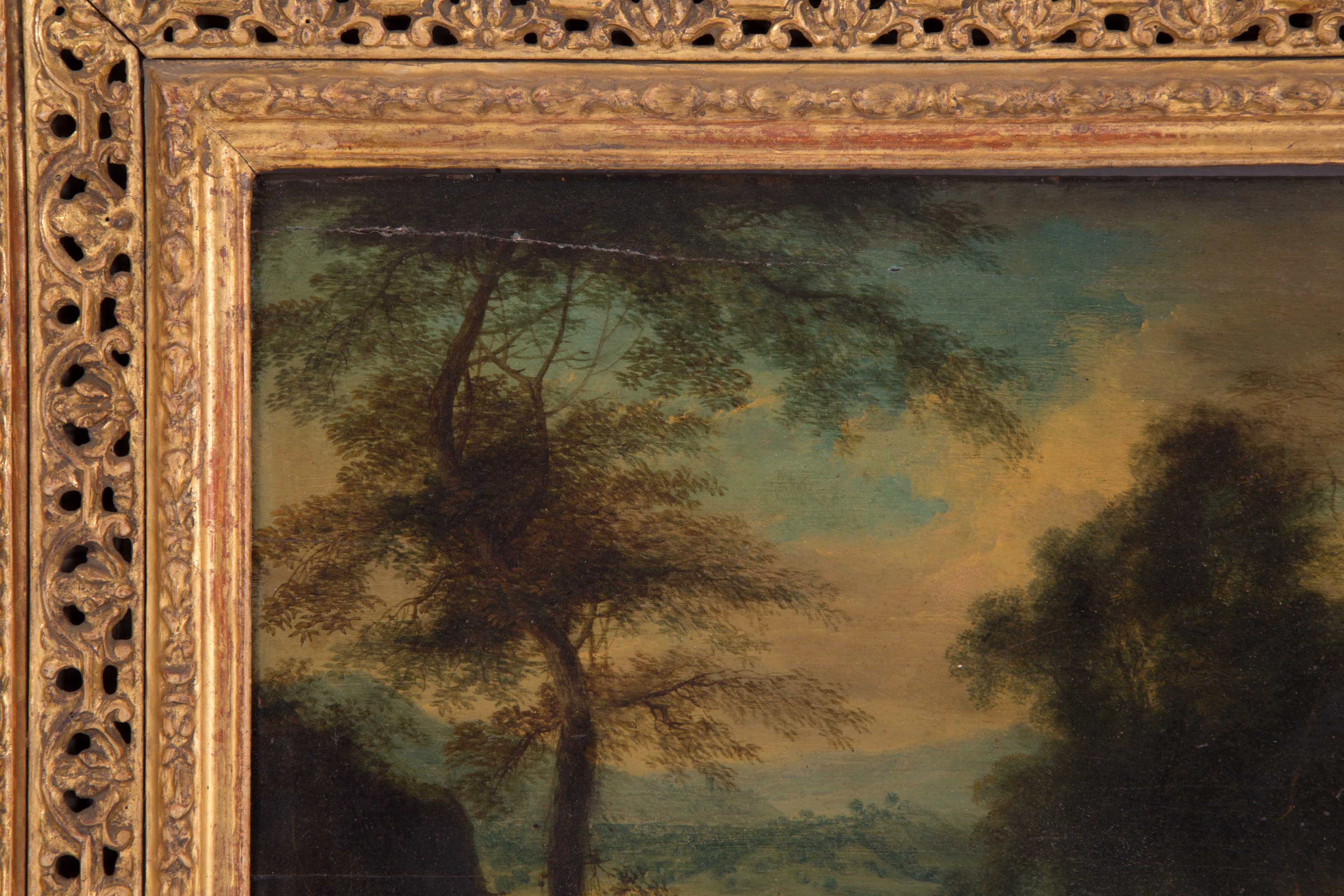 Dipinto "PAESAGGIO CON FIGURE E ANIMALI"