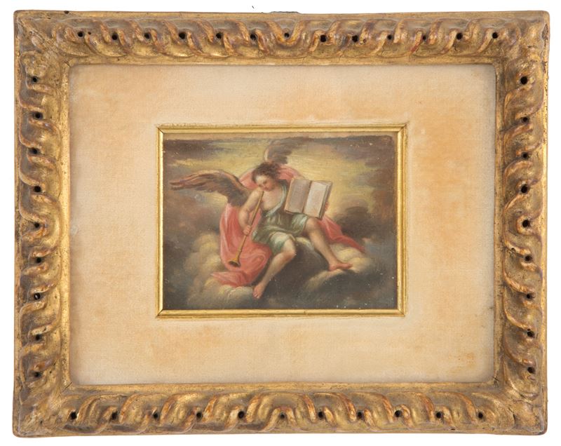 Piccolo Dipinto "angelo Musicante"