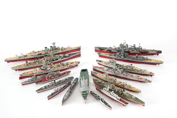 Seventeen models of warships