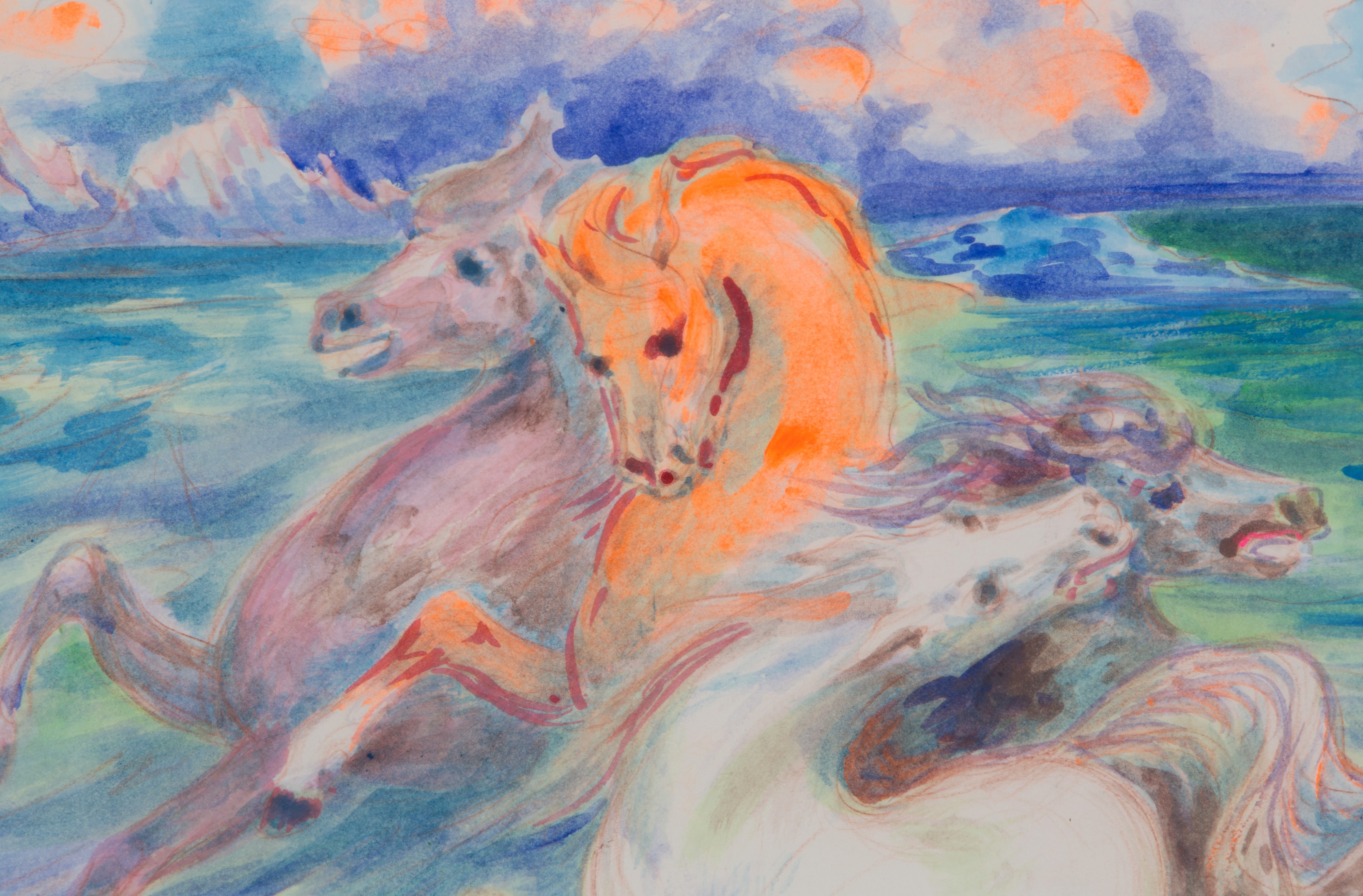 Acquarello su tela "I TRITONI"