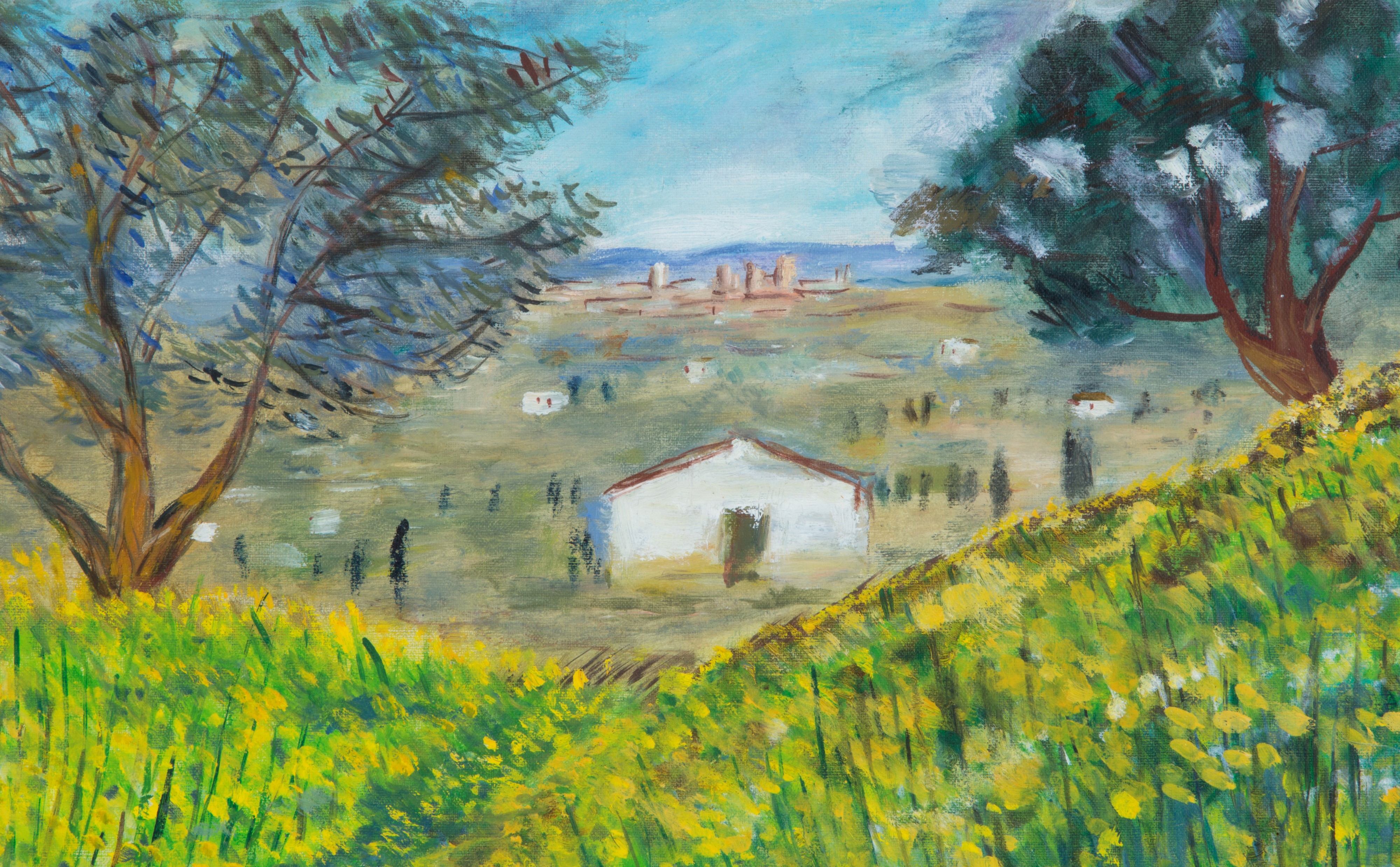 Michele Cascella - Dipinto "paesaggio con Ginestre"