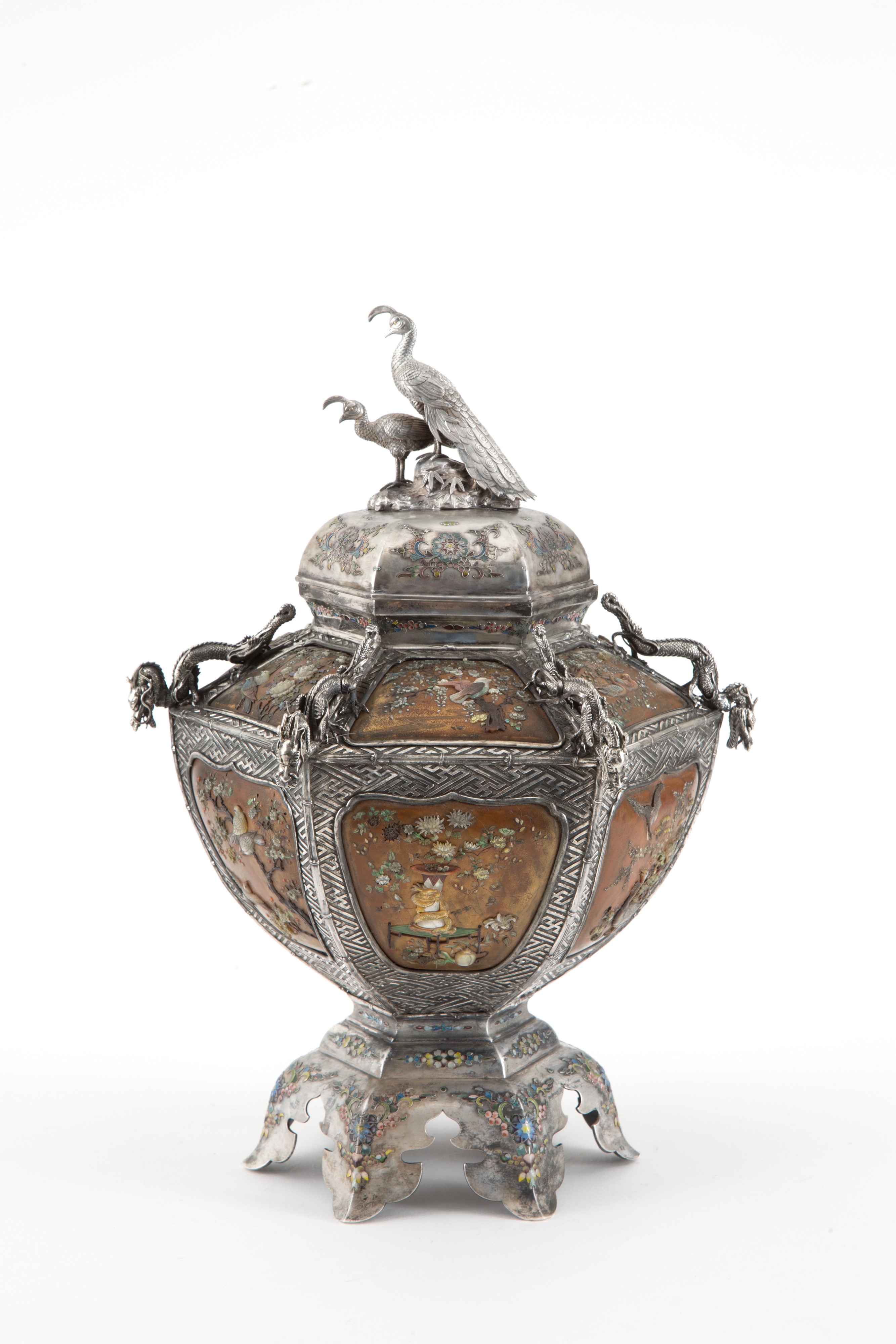 Vaso shibayama in argento