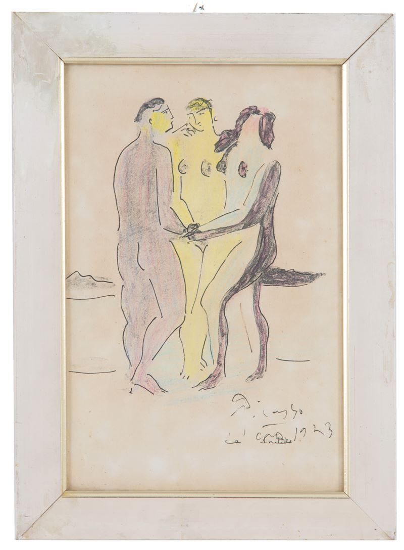 Pablo Picasso - Serigrafia "adamo, Eva e il Diavolo"