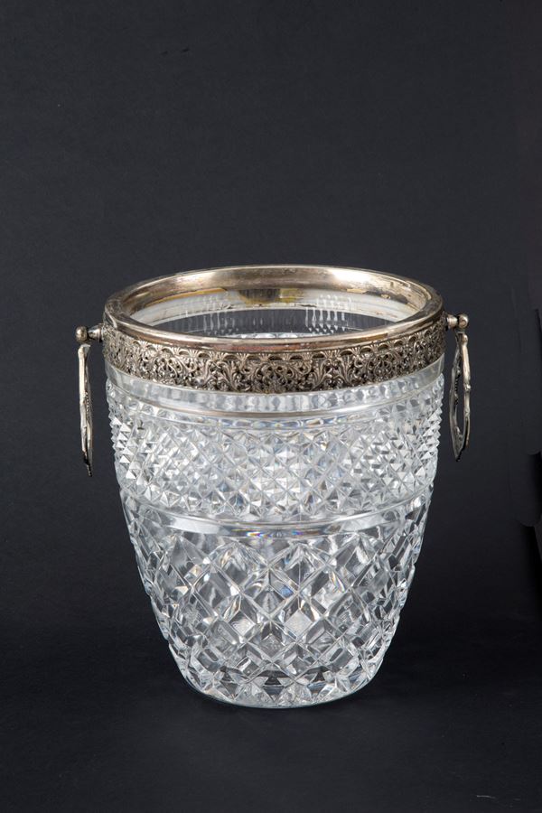 Crystal and silver ice bucket