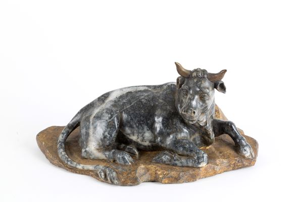 Marble sculpture "LYING COW"