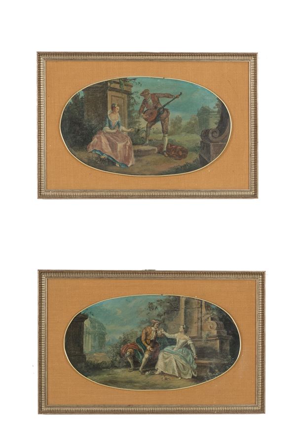 Pair of paintings "GALANT SCENES"