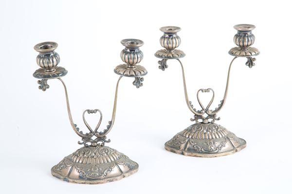 Pair of 800 silver candle holders 
