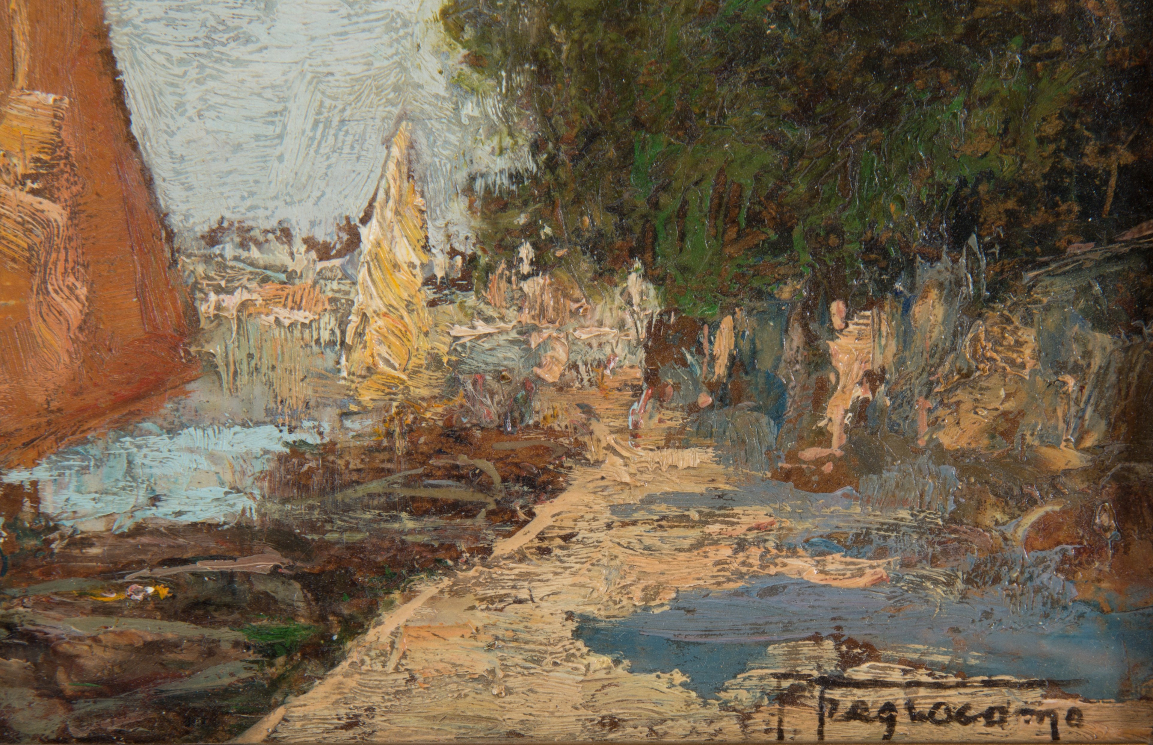 Pietro Fragiacomo - Dipinto "barche a Riva"