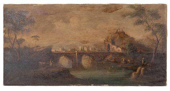 Painting "LANDSCAPE WITH ANIMALS AND FIGURES"