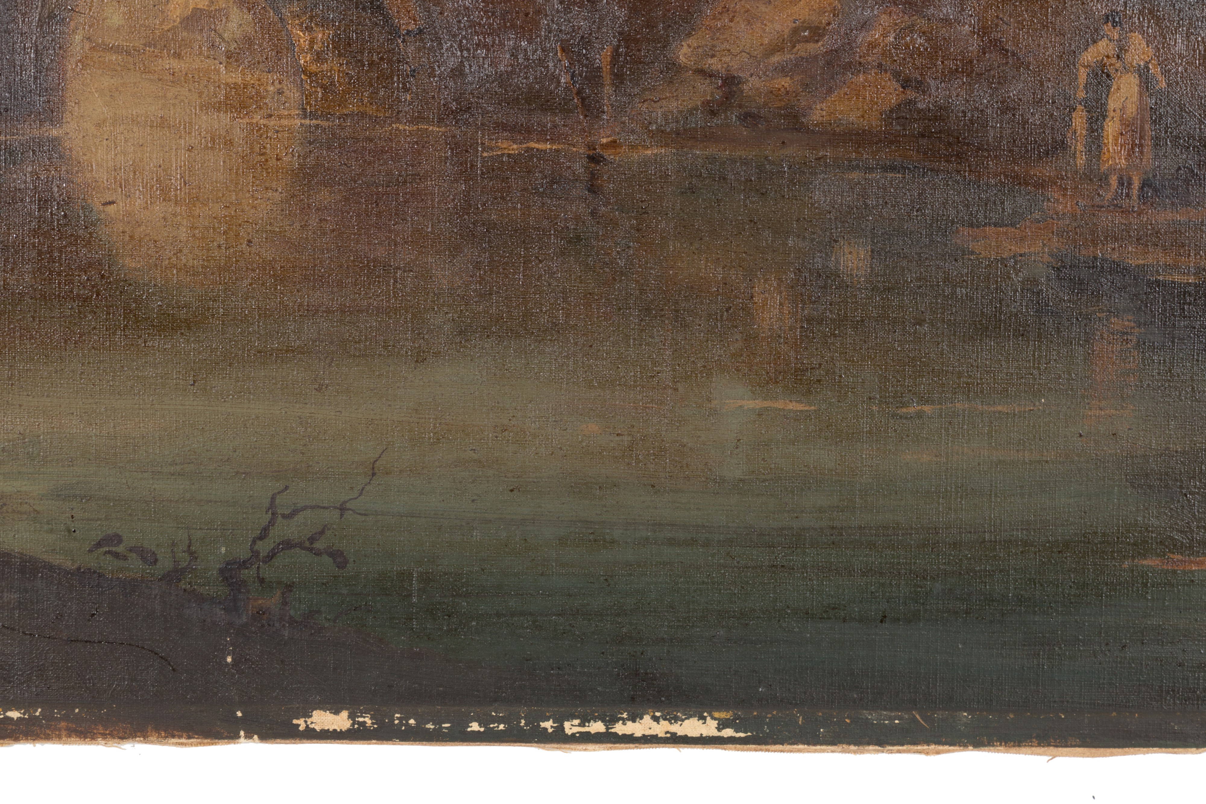Dipinto "paesaggio con Animali e Figure"