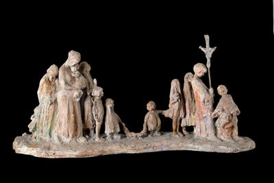 Scultura 'Processione' in terracotta