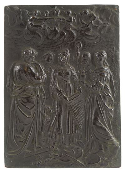 Placca in Bronzo "santa Cecilia e Santi"