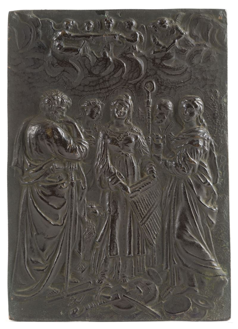 Placca in Bronzo "santa Cecilia e Santi"