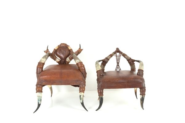 Two horn armchairs