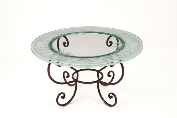 Round glass coffee table
