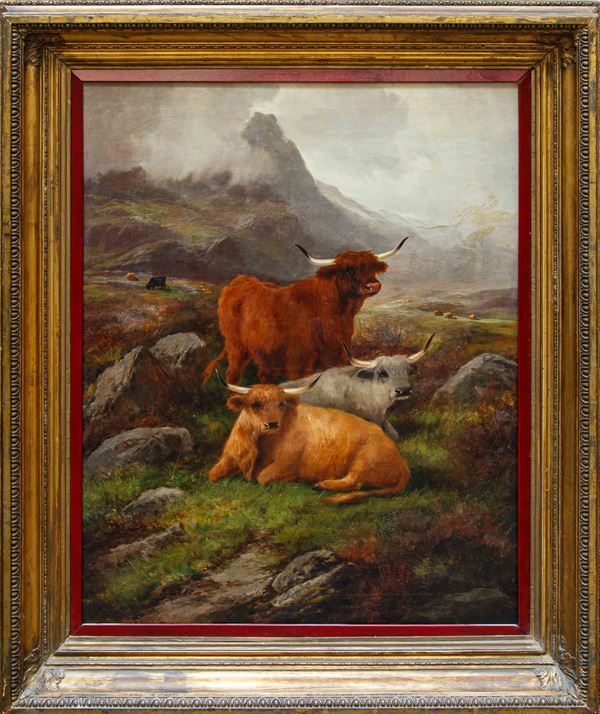 JOHN W. MORRIS - Painting "COWS IN A PASTURE"