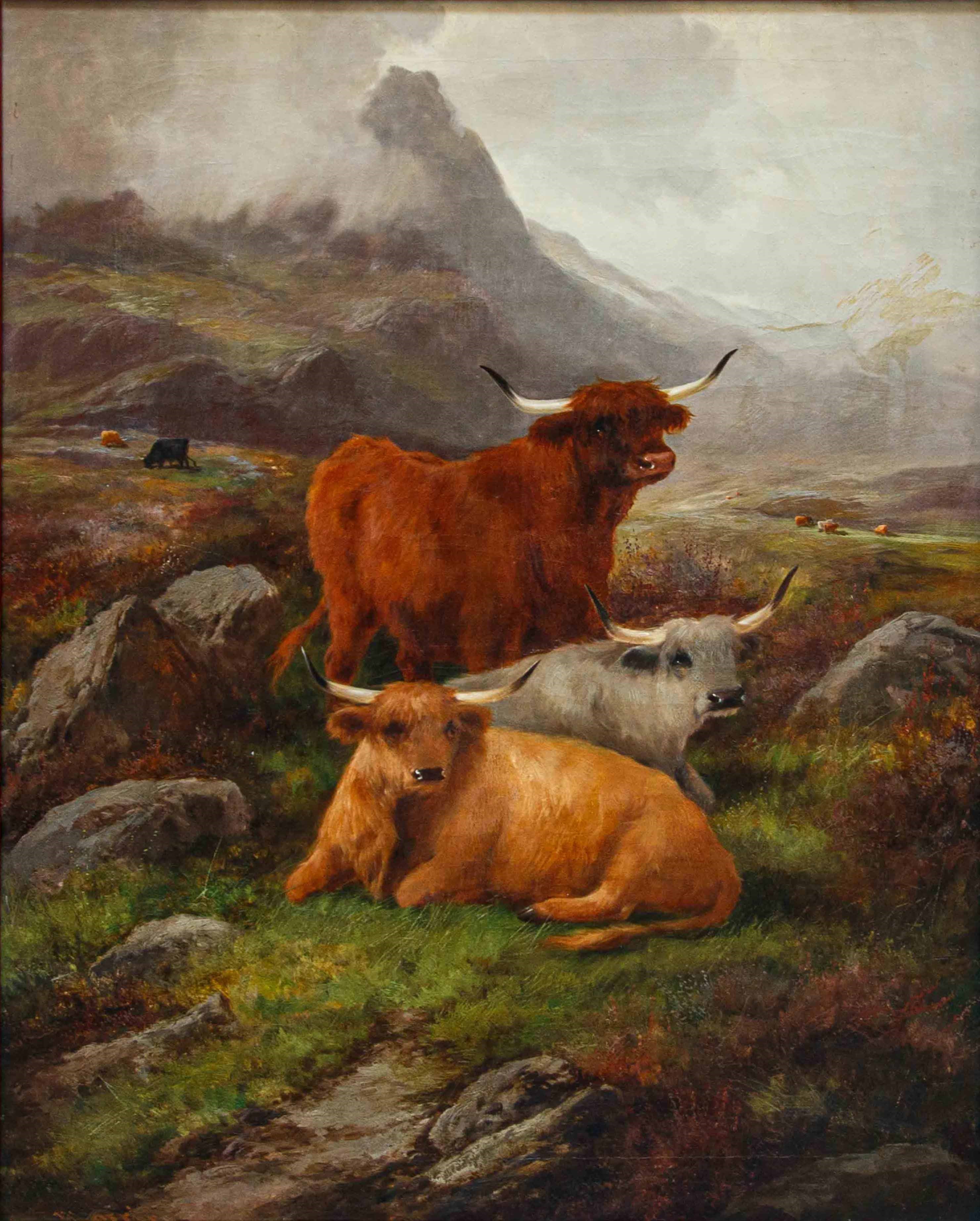John W. Morris - Dipinto "mucche al Pascolo"