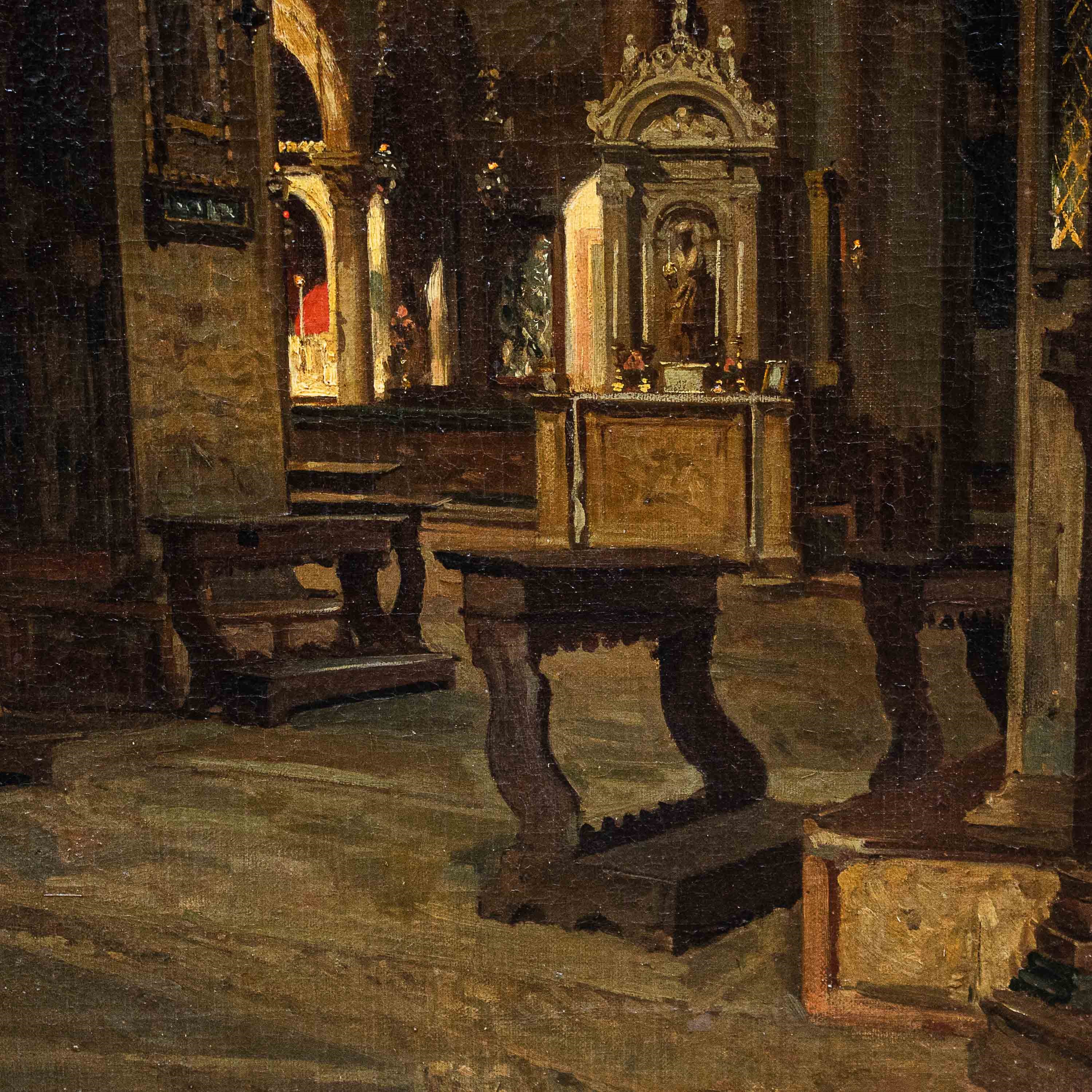 Ramon Tusquets Y Maignon - Dipinto "interno della Basilica di San Marco"