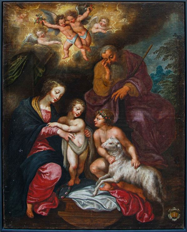 PIETER PAUL RUBENS - Painting "HOLY FAMILY WITH SAINT JOHN"
