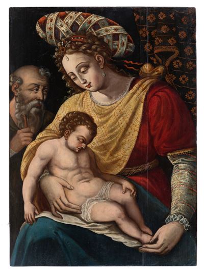Anonimo, Sacra Famiglia con San Giovannino, olio su tavola
