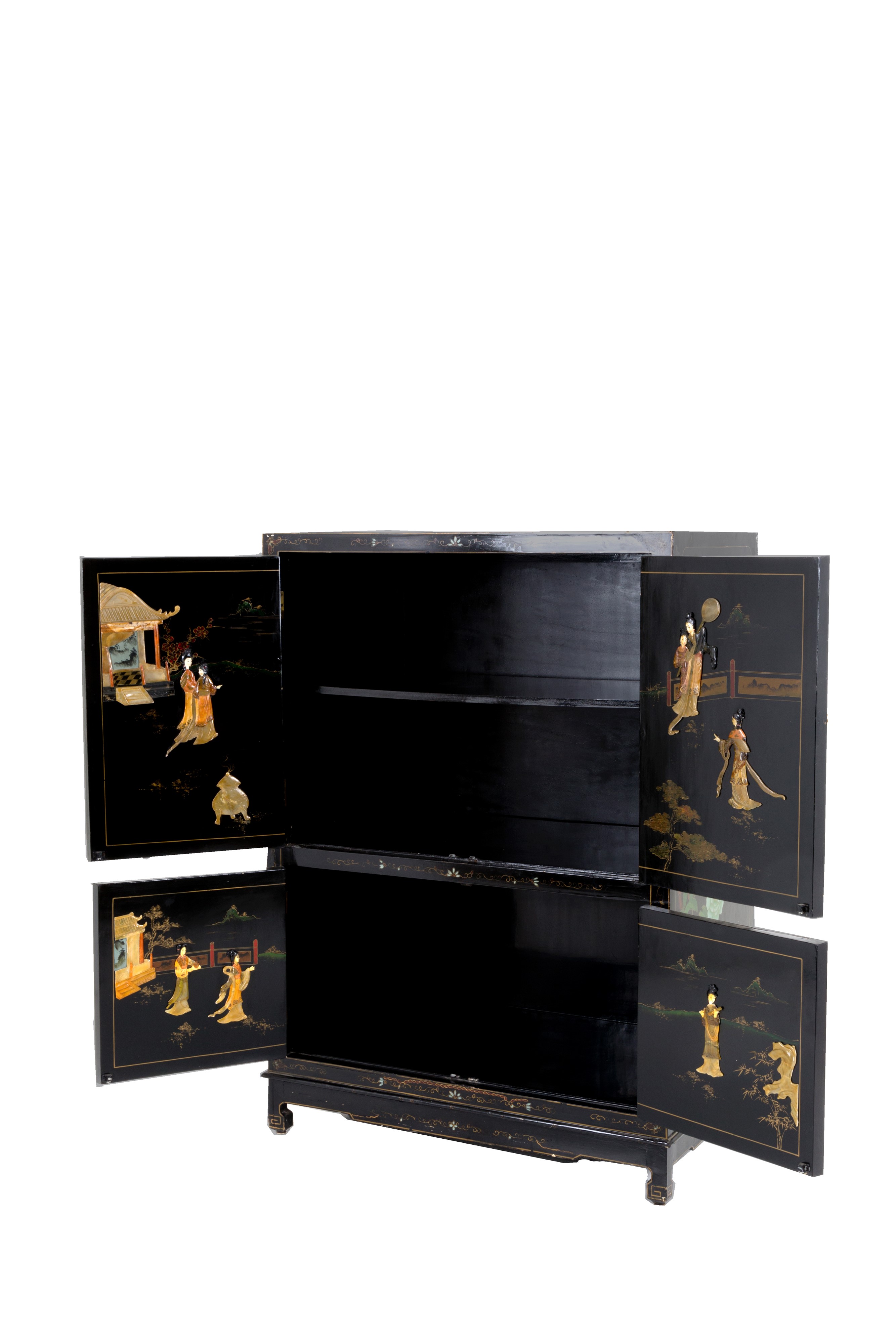 Mobile laccato con pietre dure