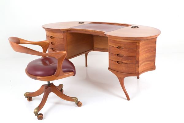ROBERTO LAZZERONI - Bean-shaped desk with chair for CECCOTTI COLLEZIONI