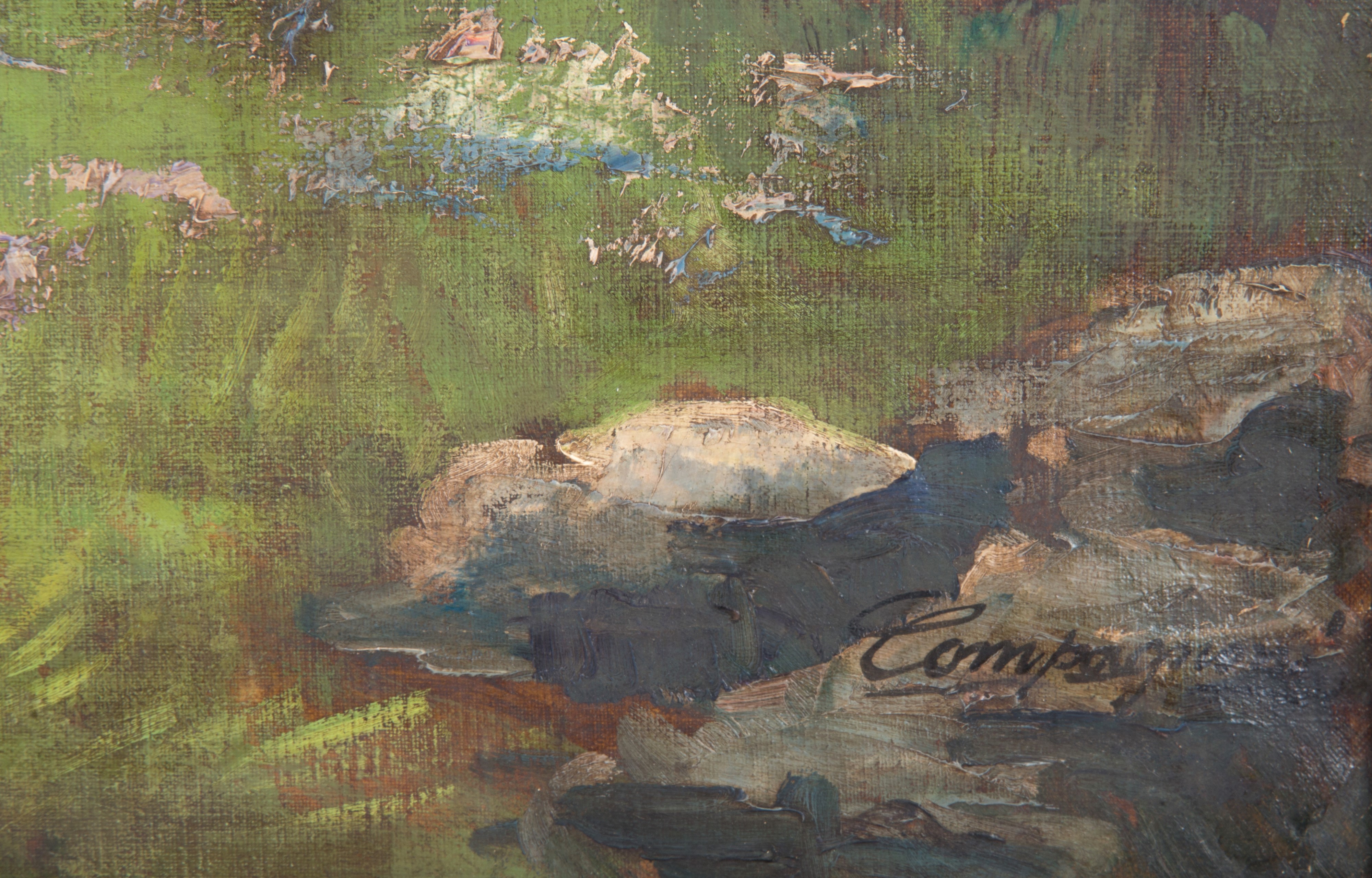Osvaldo Compagnoni - Dipinto "paesaggio Montano con Mucche"